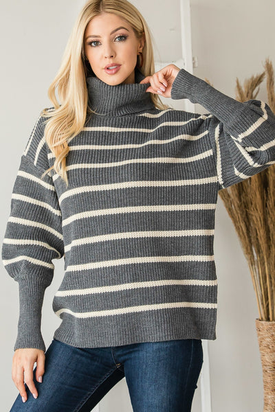 Long Sleeve Heavy Turtle Neck Knit Sweater