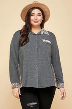 Plus Size Long Sleeve Button Front Shirt