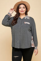 Plus Size Long Sleeve Button Front Shirt