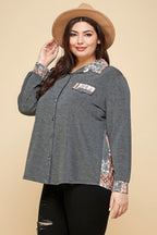 Plus Size Long Sleeve Button Front Shirt