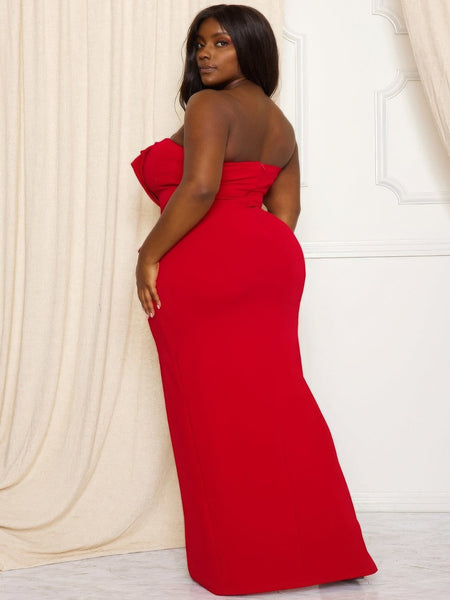 Plus Size Sleeveless Elegant Red Maxi Dress