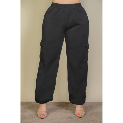 Women's Black Plus Size Side Pocket Sweatpants