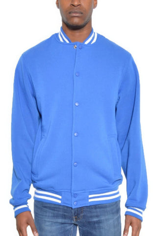 Mens Light Blue Fleece Snap Button Jacket