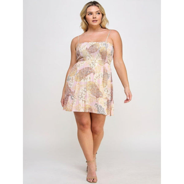 Plus Size Sleeveless Floral Mini Dress