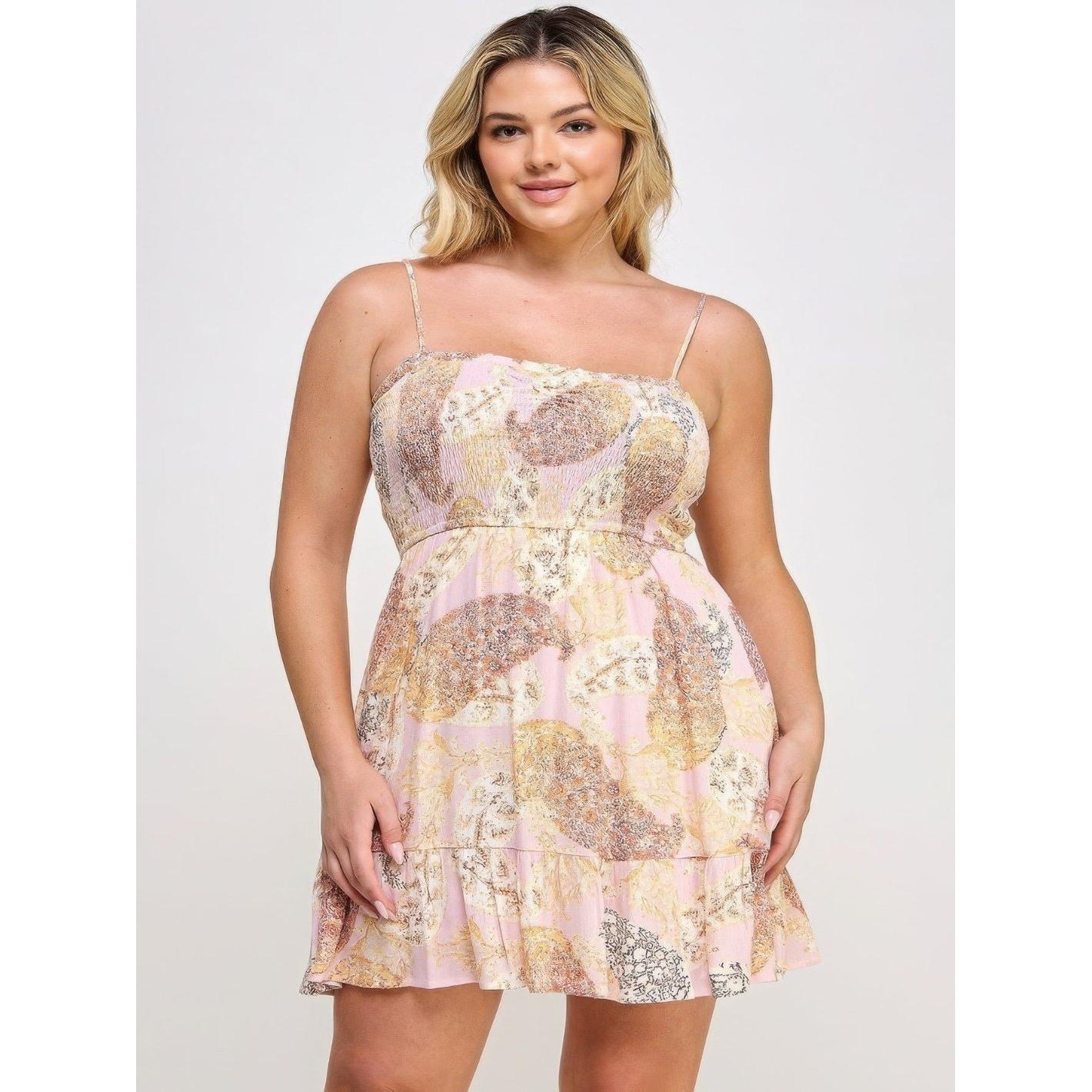 Plus Size Sleeveless Floral Mini Dress