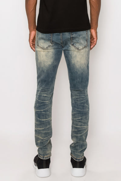Men Creased Skinny Fit Biker Denim Jeans