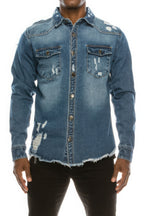 Men's Long Sleeve Denim Button Up Overshirt