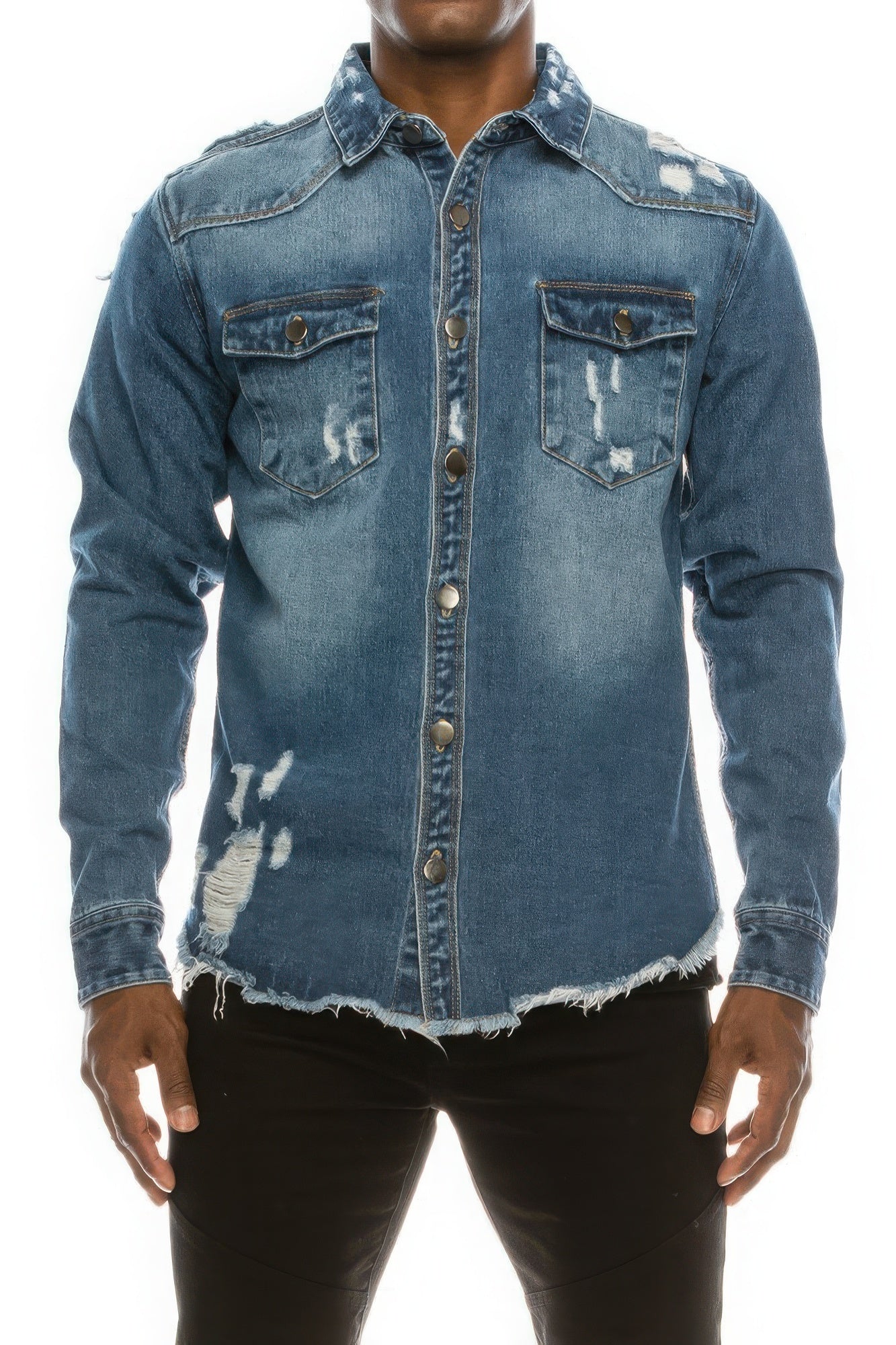 Men's Long Sleeve Denim Button Up Overshirt