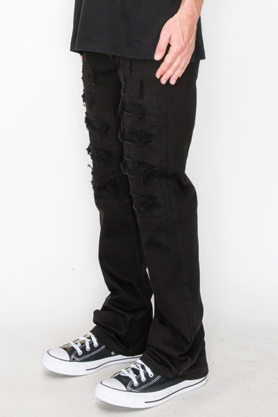 Men's Bootcut Rip & Repair Colored Black Jeans
