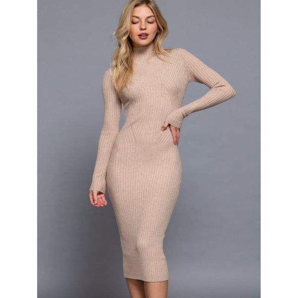 Long Sleeve High Neck Sweater Dress