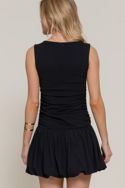 Sleeveless Boat Neck Mini Dress