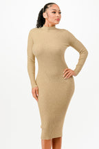 Long Sleeve Stand Collar Sweater Bodycon Dress