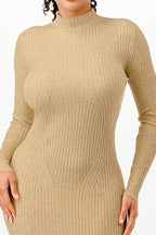 Long Sleeve Stand Collar Sweater Bodycon Dress