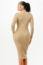 Long Sleeve Stand Collar Sweater Bodycon Dress