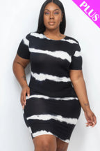 Plus Size Short Sleeve Tie-dye Dress