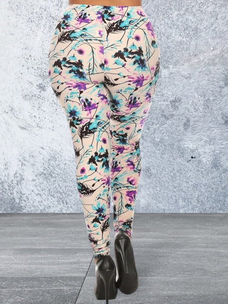 Plus Size Floral Print Leggings