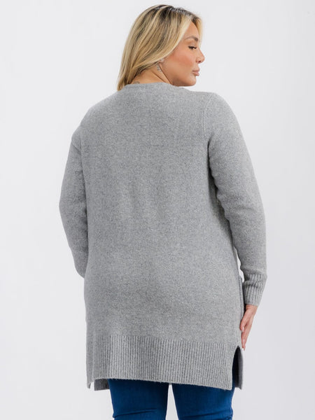 Plus Size Long Sleeve Open Front Cardigan