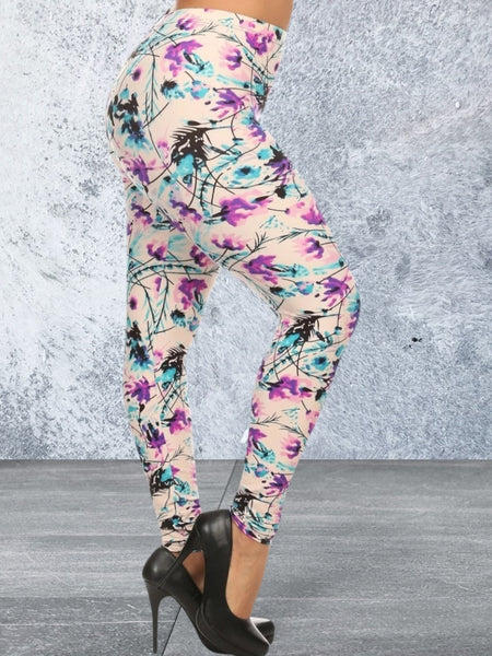 Plus Size Floral Print Leggings