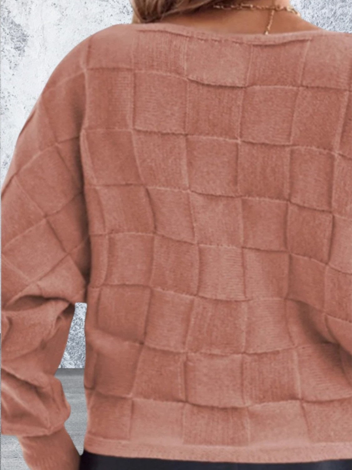Plus Size Plaid Round Neck Sweater