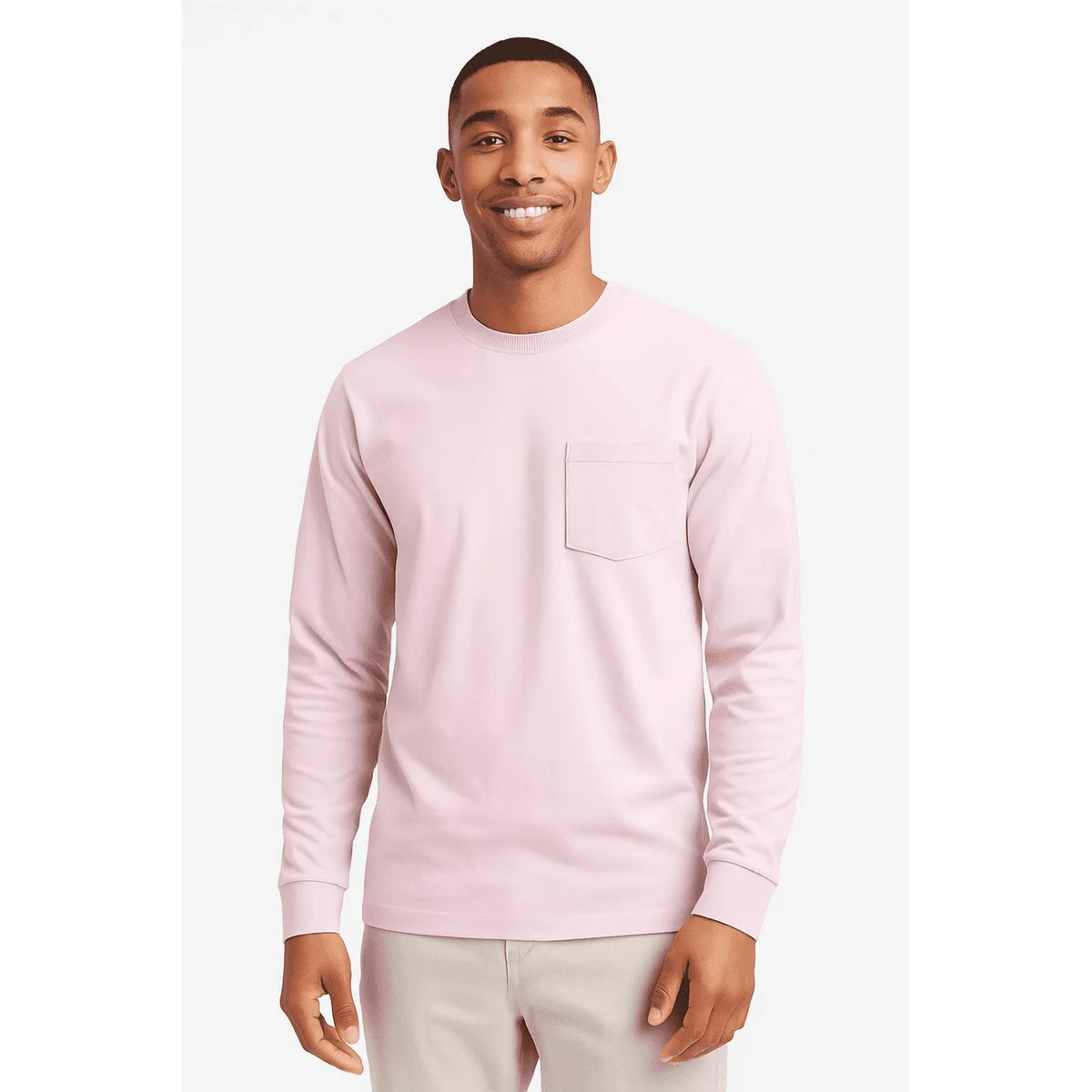 Men's Long Sleeve Light Pink Top