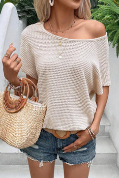 Wide Sleeve Draped Open Back Textured Blouse