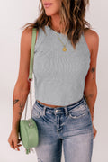 Sleeveless Gray Rib Knit Crop Top