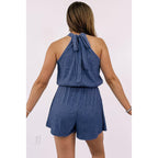 Sleeveless High Neck  Halter Neckline  Romper