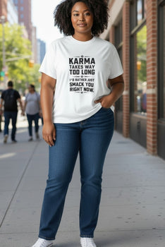 Women's White Short Sleeve Karma Graphic T-Shirt