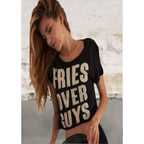 Juniors Fries Over Guys Graphic Studs Detail Crop Top