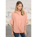 Women's Drape Front Chiffon  3/4" Sleeve Blouse 