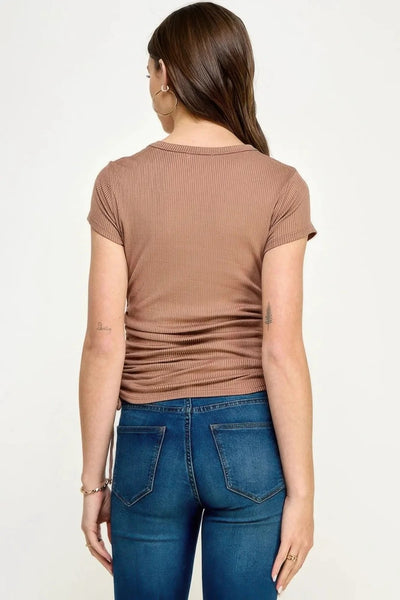 Women's Side Ruched Detail Short Sleeve Top