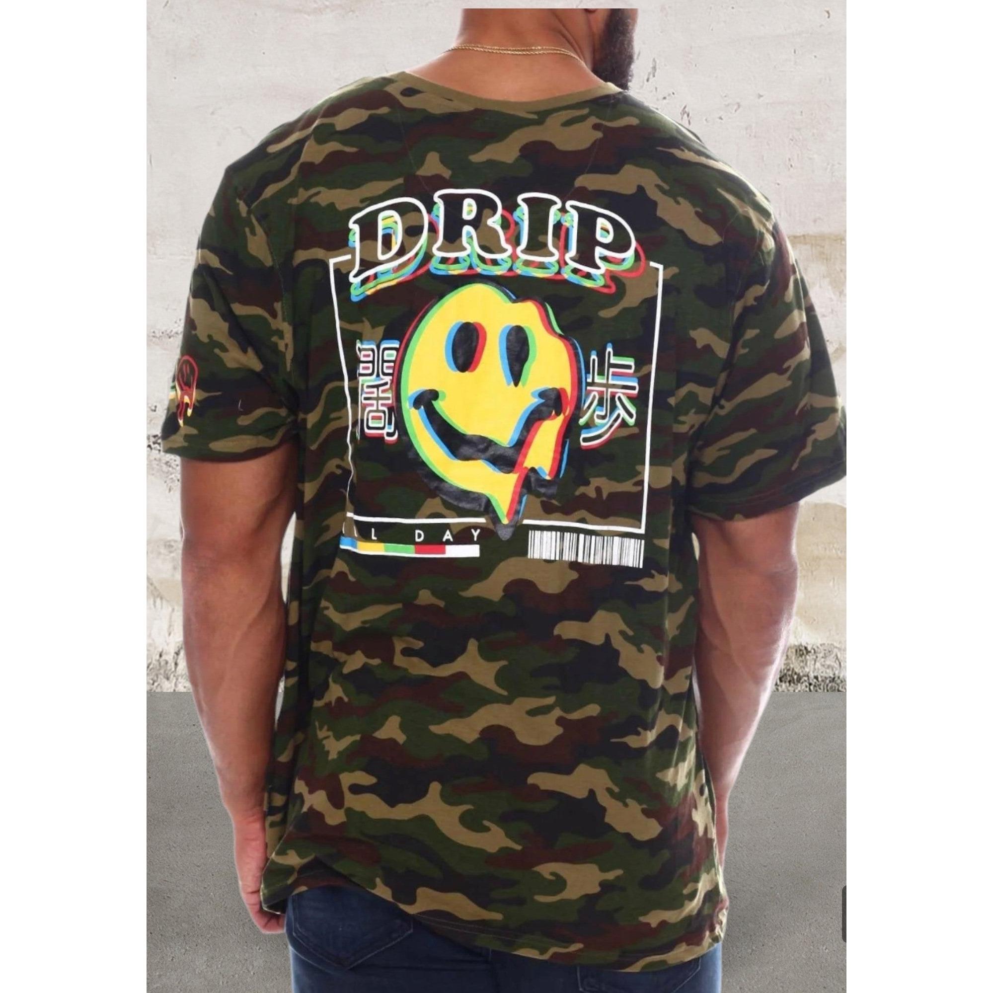 Men's short sleeve camo crew neck top