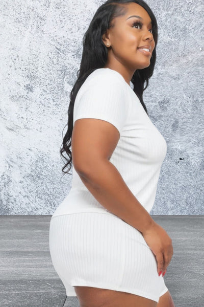 Plus Size Petite Short Sleeve Top With Shorts
