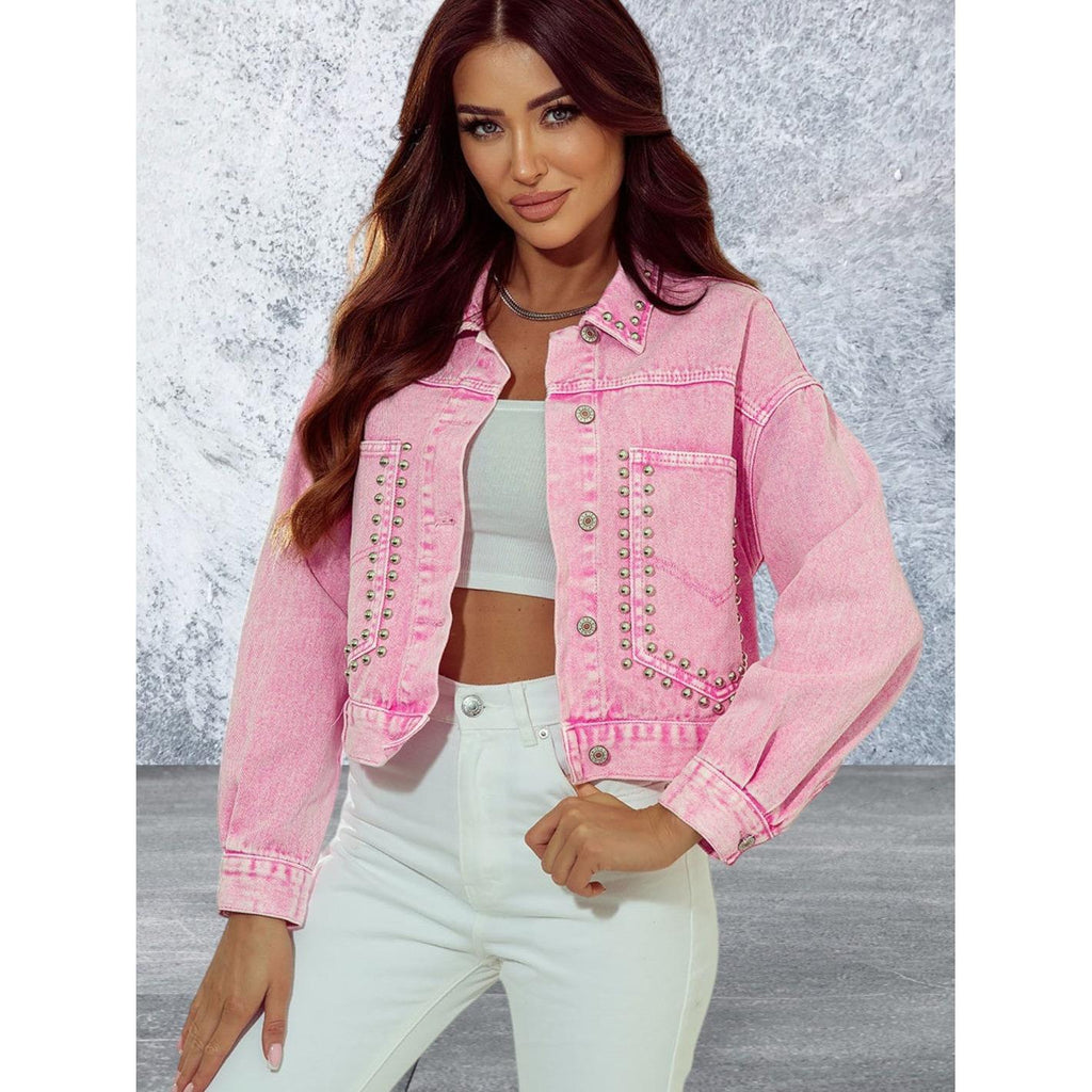 Pink Studded Denim Jacket