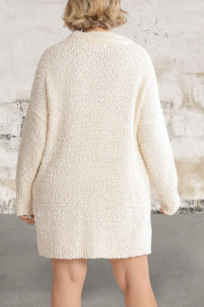 Longsleeve High Cowl Neck Bouclé Sweater Dress