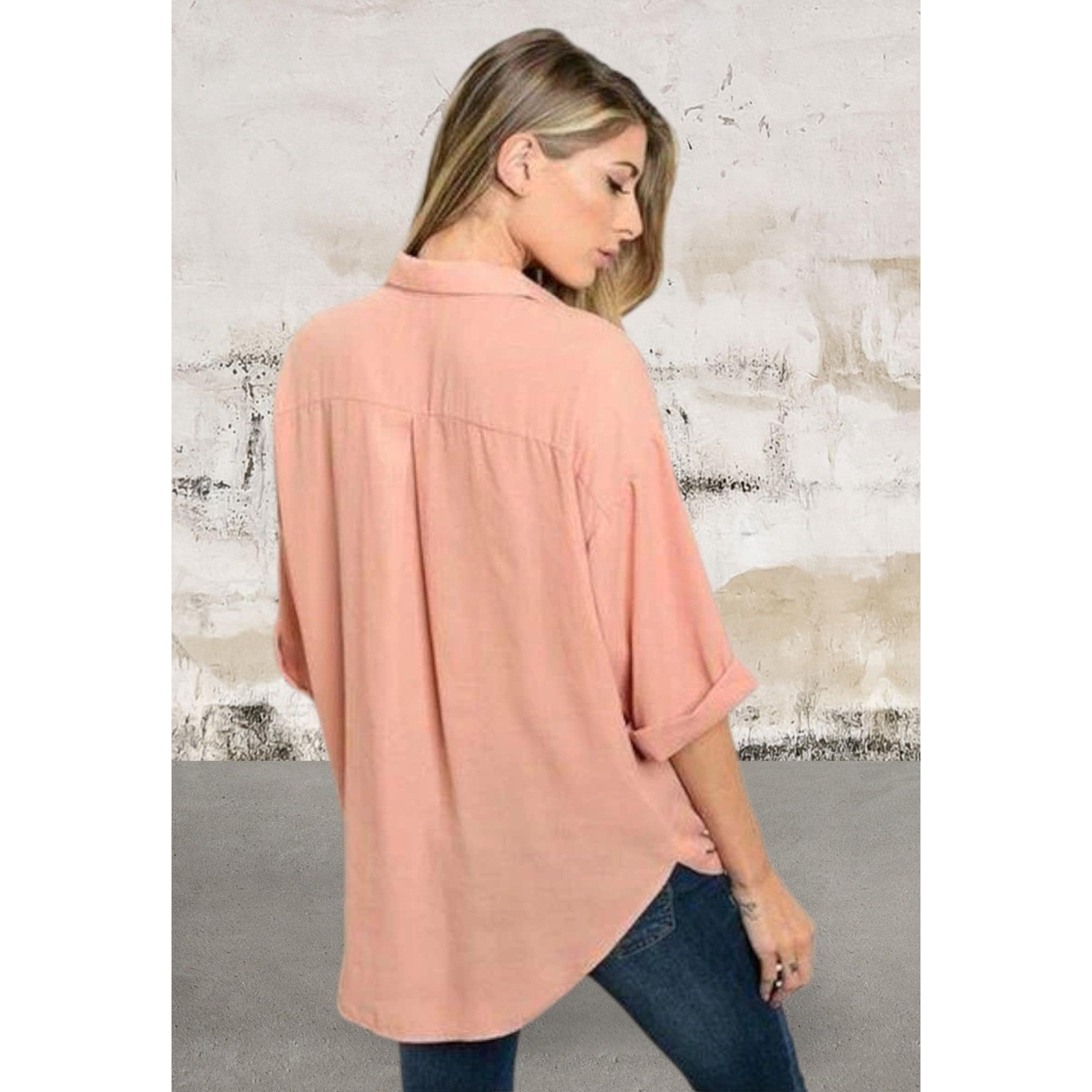 Women's Drape Front Chiffon  3/4" Sleeve Blouse 