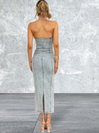 Women's Slit Back Tube Denim Dress