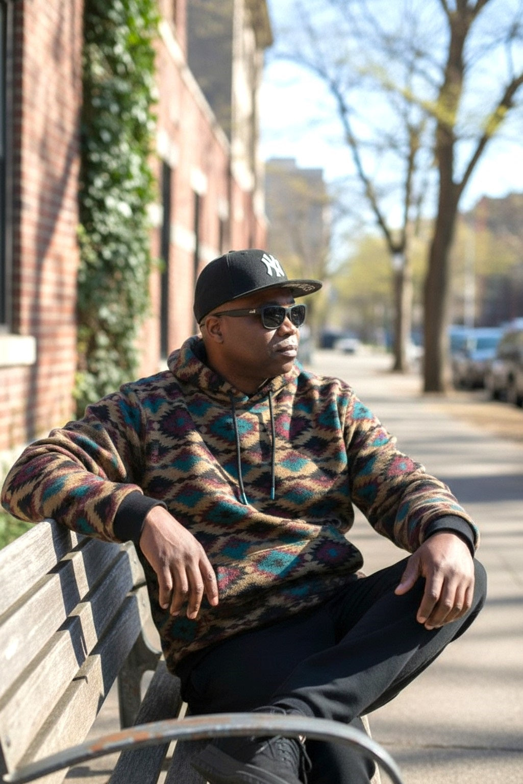 Mend's Aztec Diamond Print Hoodie