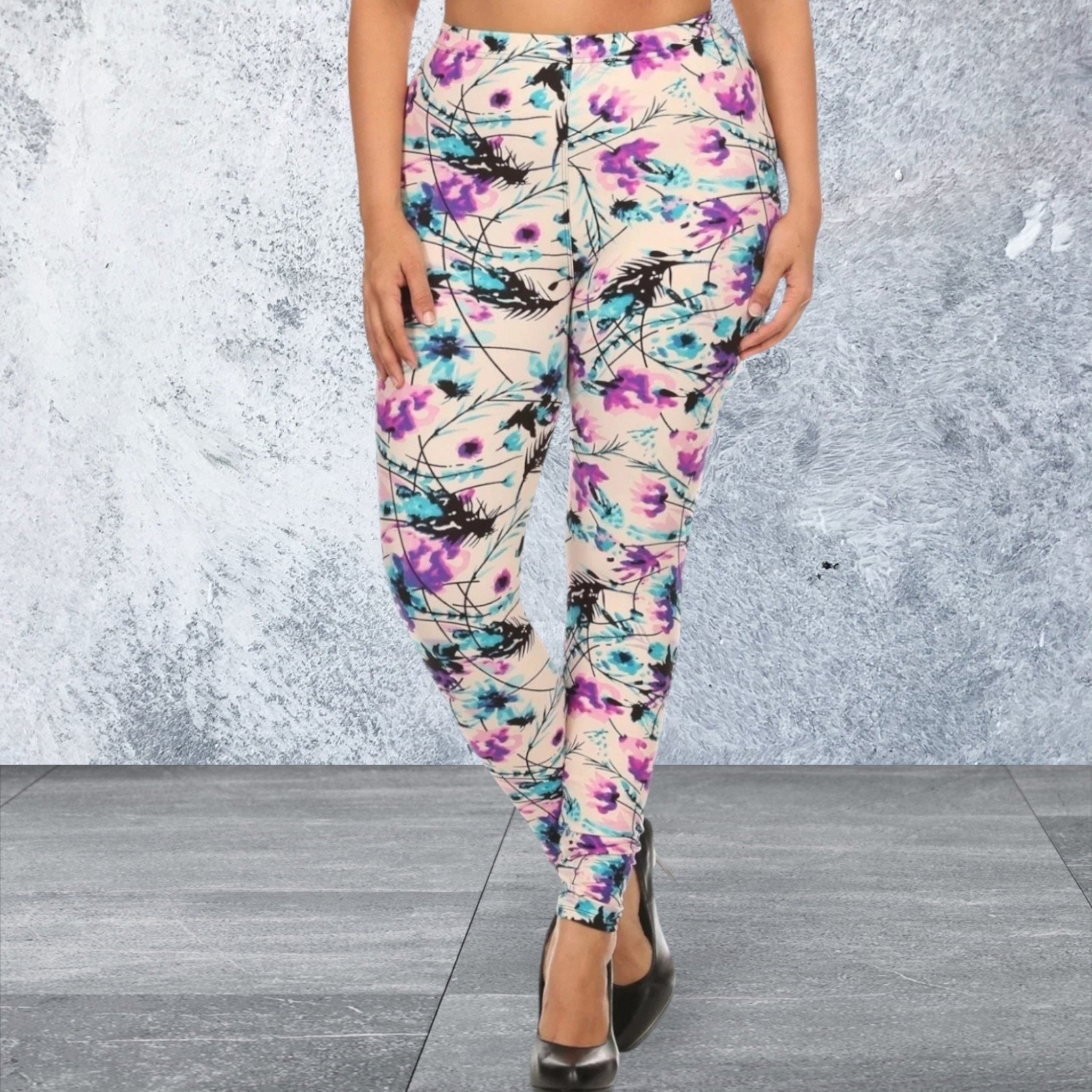 Plus Size Floral Print Leggings