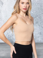 Round Neck Crop Rib Seamless Cami Top