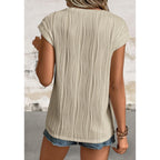 Plus Size Cap Sleeve Wavy Texture Top