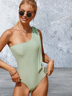 Tied One Shoulder One-Piece Swimwear