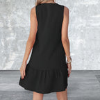 Plus Size Sleeveless Button Front V-Neck Mini Dress