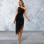 Formal Sequin One-Shoulder Dress