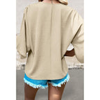 Sleeveless V Neck Wide Sleeve Crinkled Top