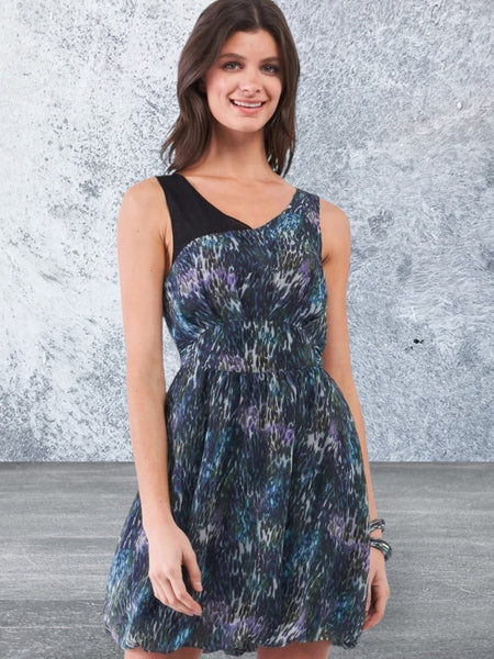 Sleeveless Mesh V-neck Mini Dress