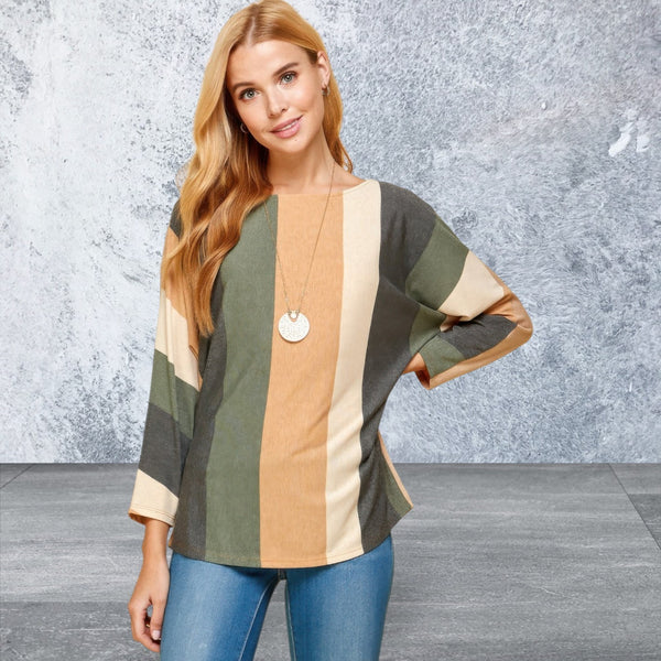 Striped Dolman Sleeves Top