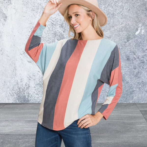 Striped Dolman Sleeves Top