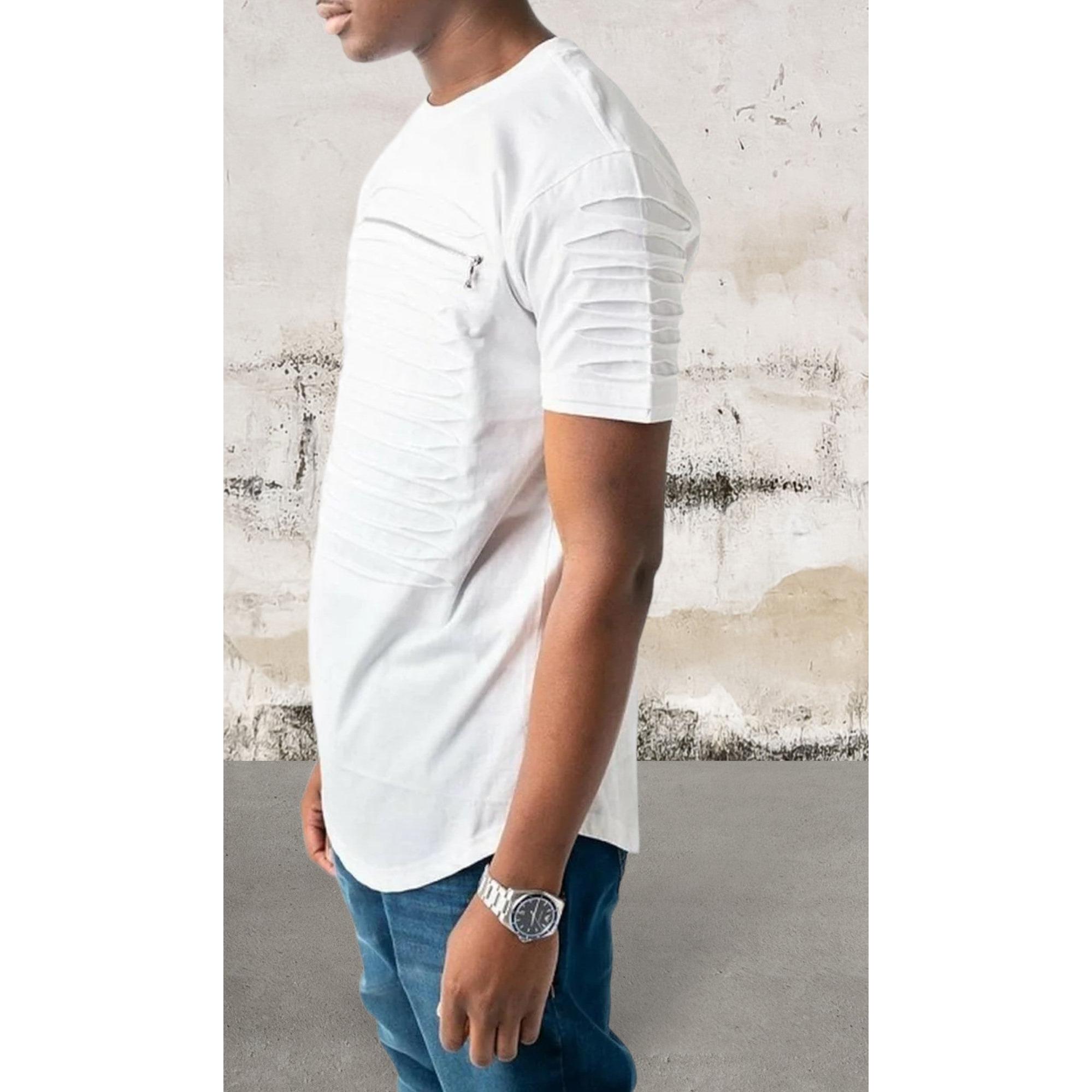 Men short sleeve razor slashed top