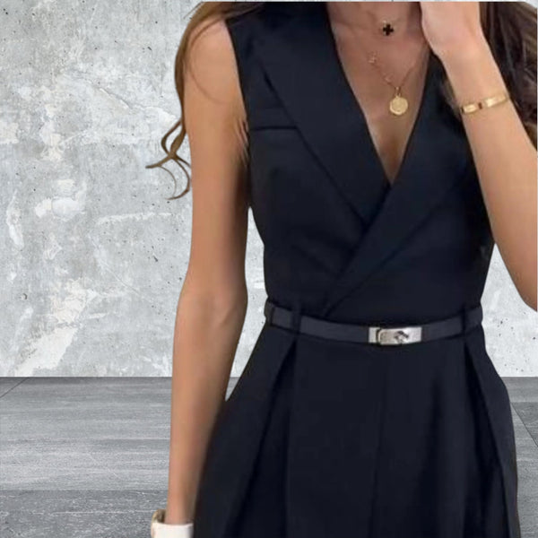 Sleeveless Solid Surplice Romper
